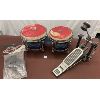 Image 1 : LOT OF 3 - PAINTED SKINS & DIXON DRUM CUP HOLDER & ALESIS DRUM FOOT CONTROL