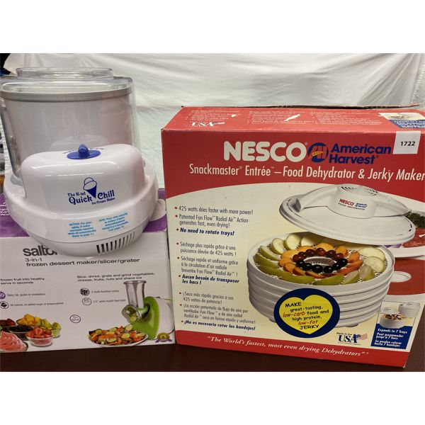 LOT OF 3 - FOOD DEHYDRATOR, ICE CREAM MAKER & 3 IN 1 - MAKER/SLICER/GRATER