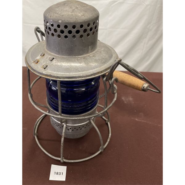 CPR ADLAKE BLUE GLASS RAILWAY LANTERN 