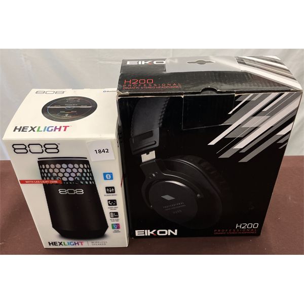 LOT OF 2 - 808 HEX SPEAKER AND EIKON H200 HEADPHONES - NEW