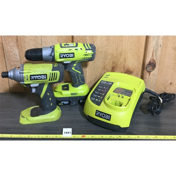RYOBI 18V 1/2in IMPACT DRIVER W/ BATTERY, CHARGER AND ADDITIONAL IMPACT DRIVER