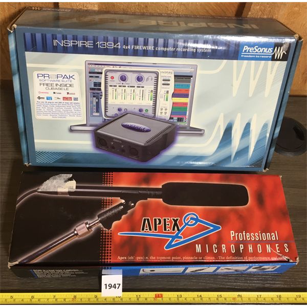 LOT OF 2 - APEX 175 MICROPHONE AND PROPAK INSPIRE 1394 COMPUTER RECORDING SYSTEM