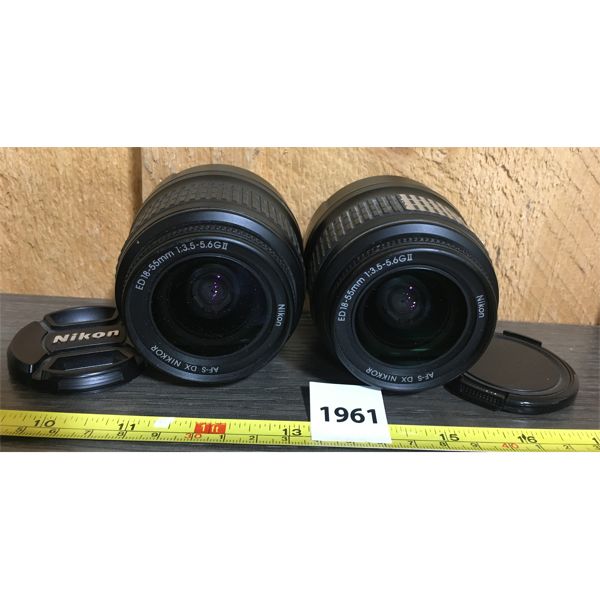 LOT OF 2 - NIKON AF-S NIKKOR CAMERA LENSES - 18-55MM 1:3.5-5.6 6G II ED