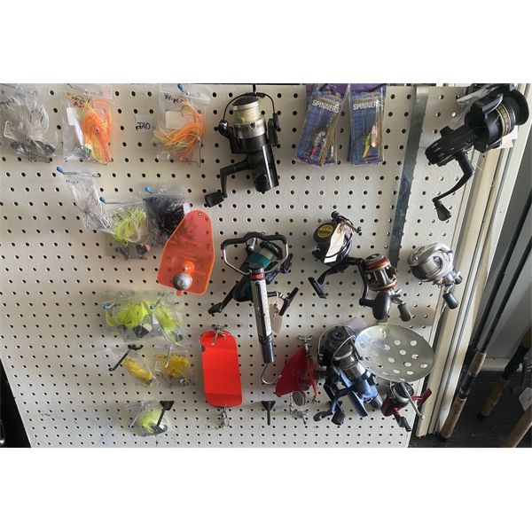 JOB LOT - FISHING ACCESSORIES - QTY OF SPINERS, LURES,  REELS, ETC