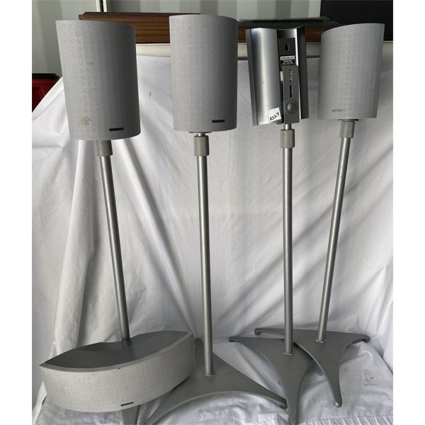 ONKYO SURROUND SOUND UNIT W/ MULTI SPEAKERS & POWER SUBWOOFER