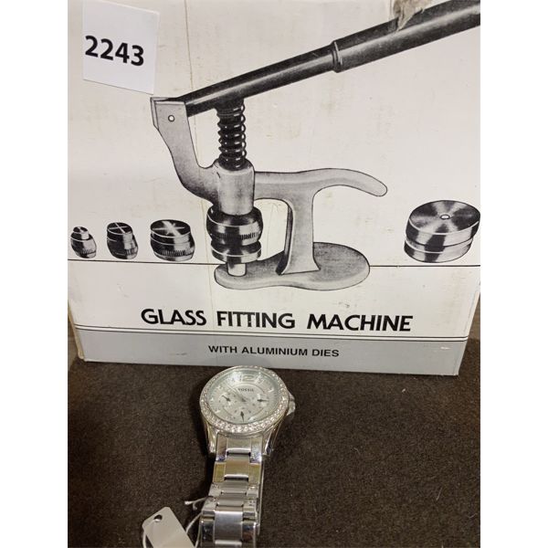 LOT OF 2 - FOSSIL MENS WRIST WATCH & WATCH FACE FITTER