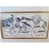 Image 2 : Native American on Horseback “His Pack” Pen and Ink Sketch, Signed by Artist Wafer?, Taos, NM, Frame