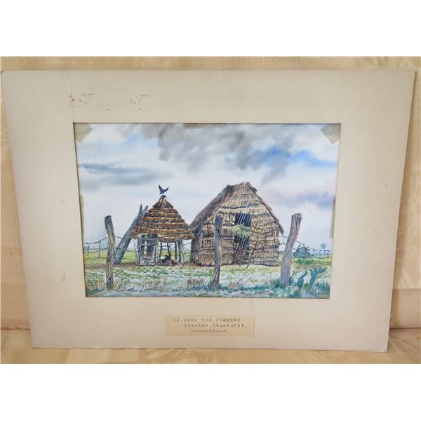 Near the Finnish Mission, Ukuatuthi, Ovamboland, Watercolor, signed by James Hubbell, Unframed & Mat