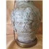 Image 8 : Vintage Metal & Carved Lamp Base w/ Warrior Design & 2 Sockets 23"H