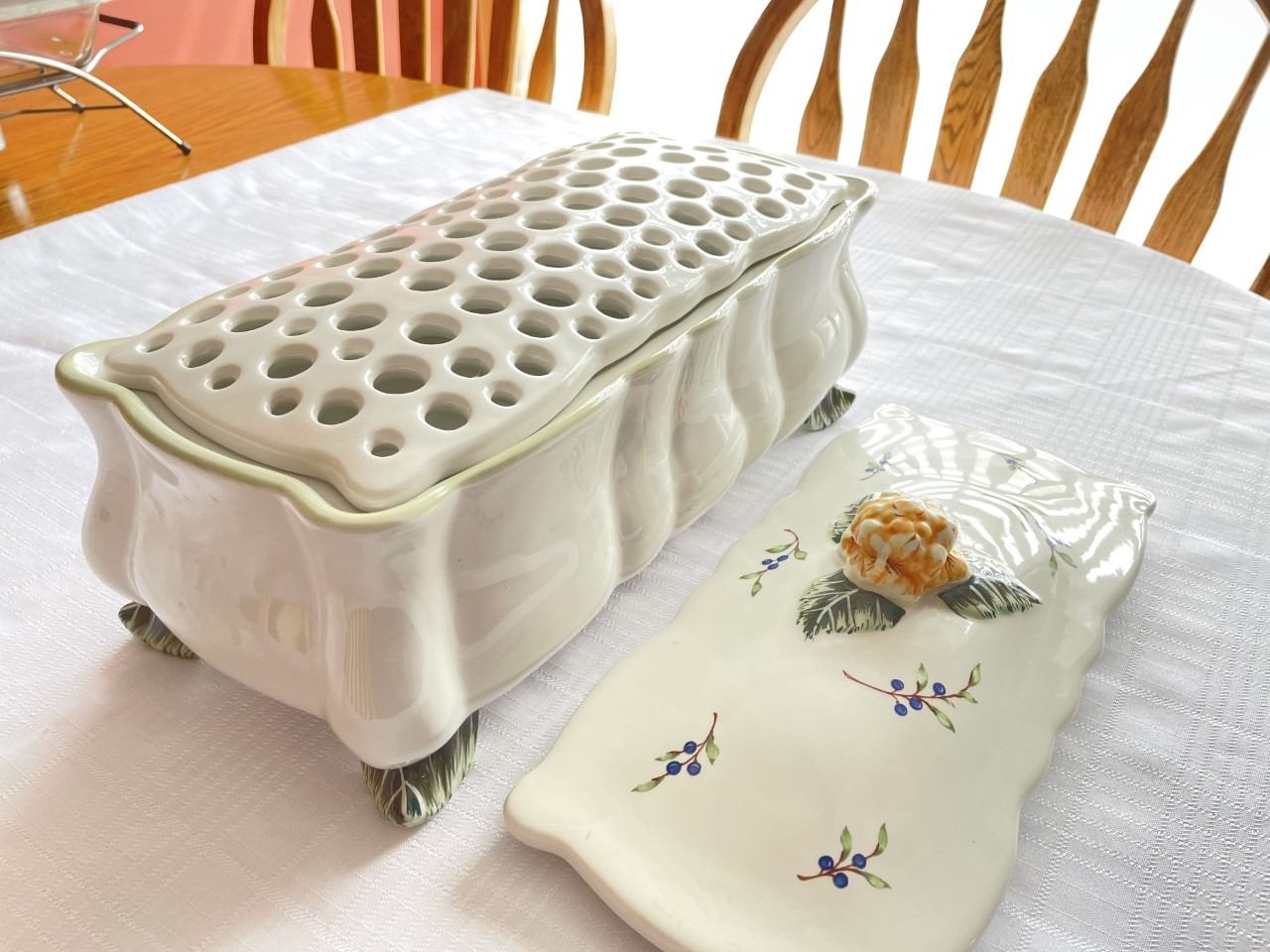 Princess House Vintage Garden 3pc Table Centerpiece