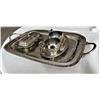 Image 1 : Electroplated Silver Tray with Cream, Sugar and Butter Dish