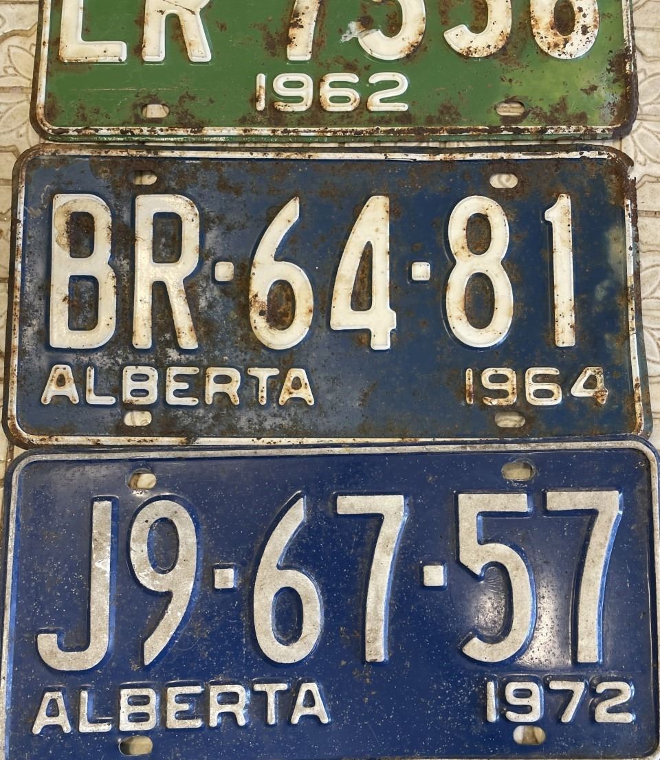 Alberta License Plates , 1957, 1962, 1964, 1972