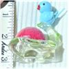 Image 2 : Adorable Blue Bird Glass Pin Cushion