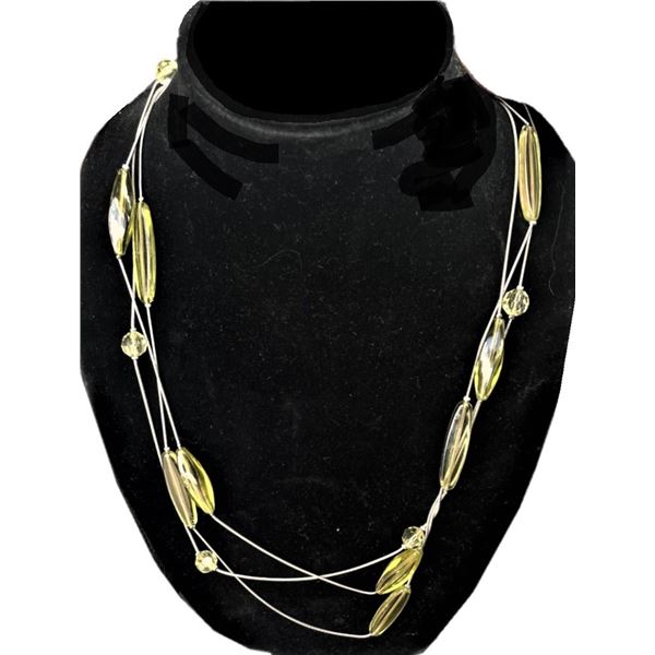 Opera Length , Three Strand,  Yellow bead Necklace