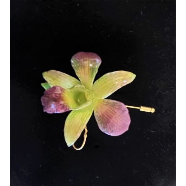 Glass Orchid Pin / Brooch