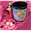Image 1 : Disney Items, Minnie Mouse Button, Tinkerbell Mug and Pluto Pez