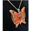 Image 1 : Glass Butterfly Pendant on Chain and Earrings
