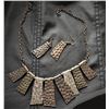 Image 1 : Hammered Various Metals Necklace and Earring Set , Statement Piece
