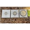 Image 2 : 3 CANADIAN SILVER 1958 SILVER COINS - BC CENTENNIAL YEAR $1 "DEATH DOLLAR" .800 SILVER
