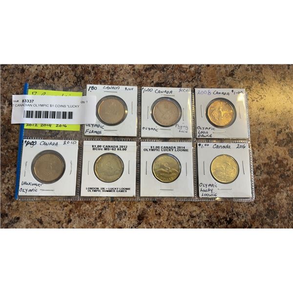 7 CANADIAN OLYMPIC $1 COINS "LUCKY LOONIES" - 2004, 2006, 2008, 2010, 2012, 2014, 2016