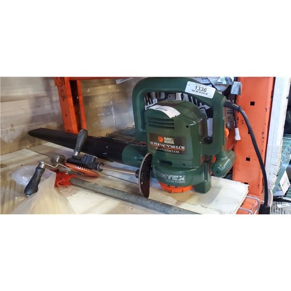 BLACK AND DECKER ELECTRIC BLOWER WORKING WITH MANUAL DRILL AND BAR CLAMP