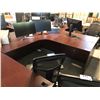 Image 2 : MAHOGANY 6' X 7' L-SHAPE CORNER COMPUTER TABLE