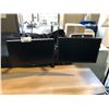 Image 2 : BLACK DESK MOUNTED SWIVEL DUAL MONITOR ARM WITH 2 DELL 22" MONITORS