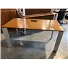 Image 2 : KRUG APPROXIMATELY 5' WALNUT GREY FRAMED COMPUTER TABLE