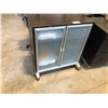 Image 2 : DARK WOOD FROSTED GLASS DOUBLE DOOR MOBILE STORAGE CABINET