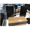 Image 1 : MICROSOFT WIRELESS 850 KEYBOARD WITH MOUSE, DUAL DESK MOUNT SWIVEL MONITOR ARM, HP 22" MONITOR, &