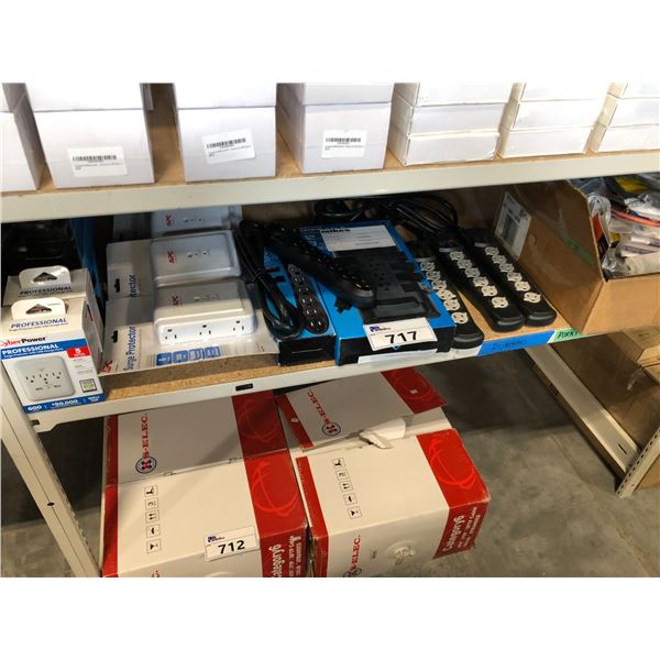 BOX OF COMPUTER CABLES, POWER BANKS, POWER BARS & USB CHARGERS