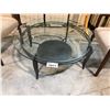 Image 2 : GLASS 36" COFFEE TABLE, 13 WOODEN FRAMED RECEPTION CHAIRS, & MAPLE COAT RACK