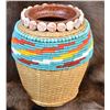 Image 3 : Hand Beaded Pottery and Wicker Vase,Kills Thunder