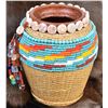 Image 4 : Hand Beaded Pottery and Wicker Vase,Kills Thunder