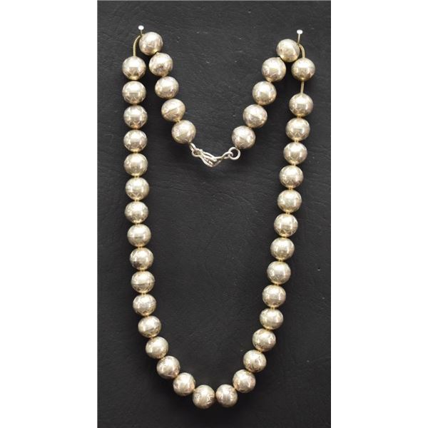 NAVAJO INDIAN SILVER BEAD NECKLACE