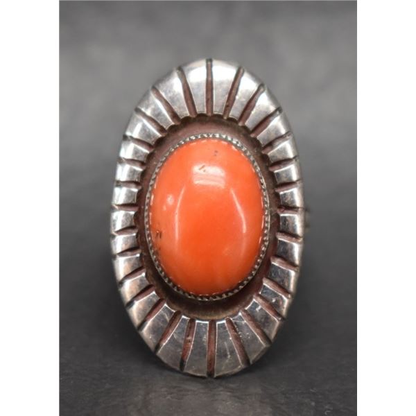NAVAJO INDIAN CORAL RING