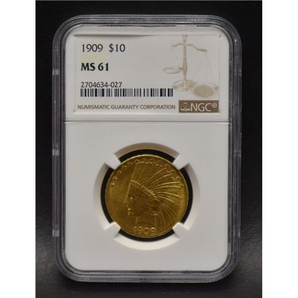 1909 INDIAN HEAD $10 GOLD COIN