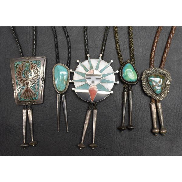 GROUP OF NAVAJO AND ZUNI INDIAN BOLOS