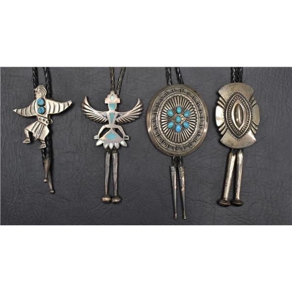GROUP OF NAVAJO INDIAN SILVER BOLOS