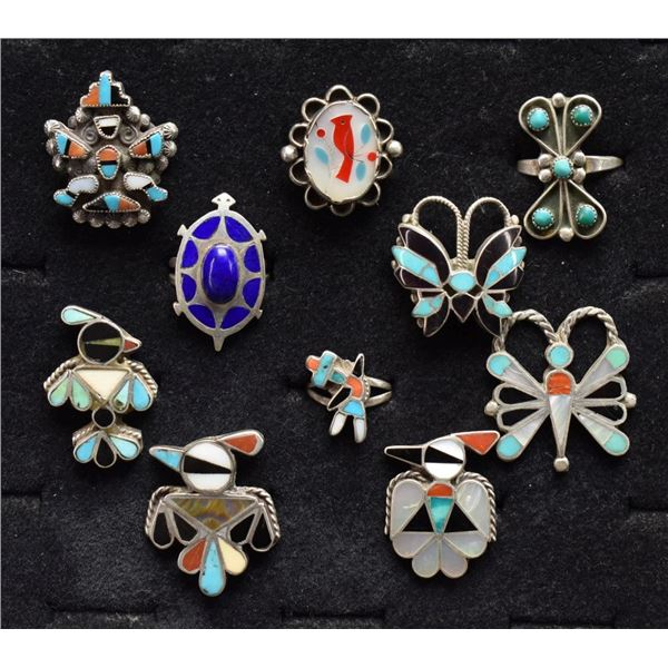 GROUP OF NAVAJO AND ZUNI INDIAN RINGS