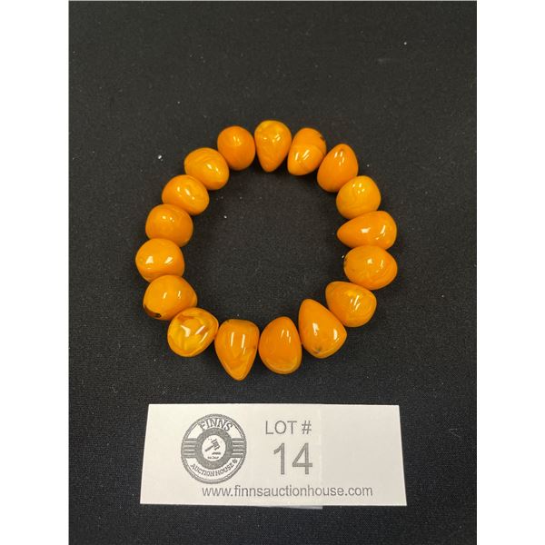 Vintage Amber Bead Stretch Bracelet