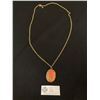 Image 1 : Vintage Gold Plated with Pink Stone Pendant/Necklace