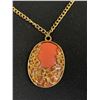 Image 2 : Vintage Gold Plated with Pink Stone Pendant/Necklace