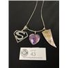 Image 2 : 3 Large  Silver Tone Pendants with Extra Length Chain Necklace