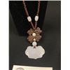 Image 2 : Carved White Chinese Jade Pendant with Cord Necklace