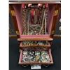 Image 2 : Vintage Wood Jewelry Case with Various Jewelry Contents