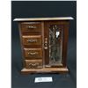 Image 1 : Vintage Wood Jewelry Case with Various Jewelry Contents