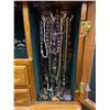 Image 2 : Vintage Wood Jewelry Case with Various Jewelry Contents