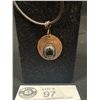 Image 2 : Hand Crafted Copper wth Black Onyx Stone Pendant with Black Cord Necklace