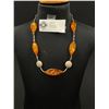 Image 1 : 925 Genuine Amber Necklace with 5 Large Amber Beads and 2 Silver Discs. 18"